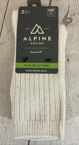Alpine Design Crew Cut Acrylic & Wool Blend Ragg Hiking Socks Multicolor MD 6-9