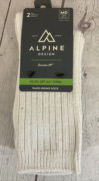 Alpine Design Crew Cut Acrylic & Wool Blend Ragg Hiking Socks Multicolor MD 6-9