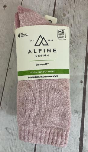 Alpine Design Crew Cut Cushioned Performance Hiking Sock Multicolor MD 6-9