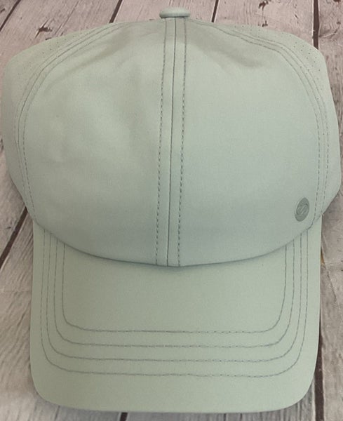 Calia Womens One Size Fits Most Elastic Ponytail Cap Green Gray Perforated Sides