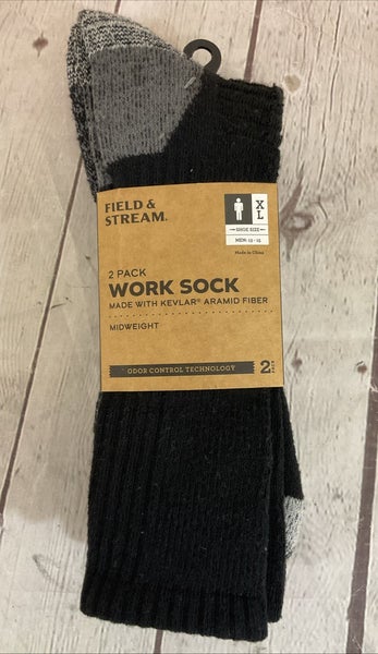 Field & Stream Oder Control Arch Support Cushioned Work Socks Black XL 13-15