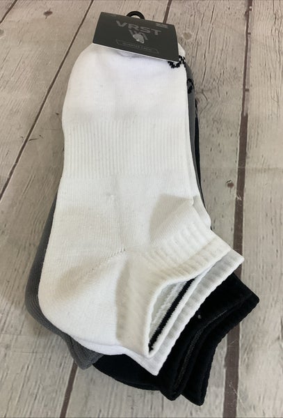Men's Quarter Crew Arch Support Athletic Socks Black White Grey L 8-13