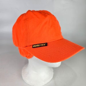 Vtg Blaze Orange Ear Flap Hat Cap Gore-Tex Outdoor Hunting Cap Size: M