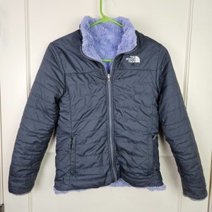 The North Face Reversible Mossbud Swirl Jacket Gray Purple Girl's Size: M 10/12