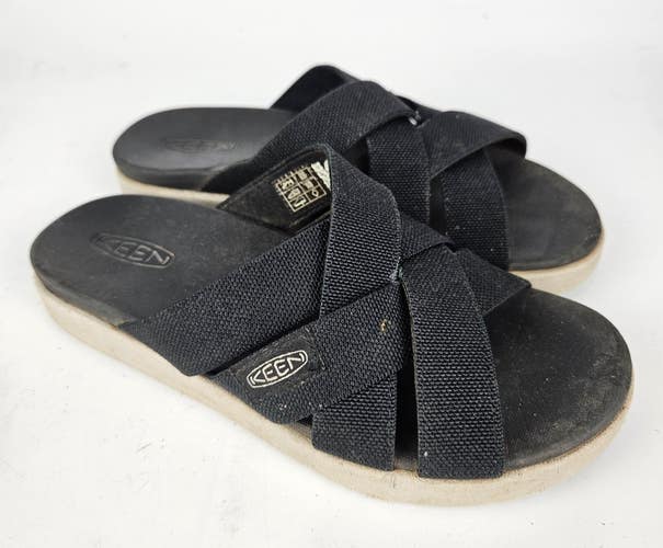 KEEN Elle Women's Size: 6.5 Black Fabric Slip On Slide Strappy Sandals Shoes