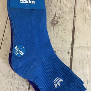 Adidas Originals High Quarter Athletic Socks Blue Purple White Medium