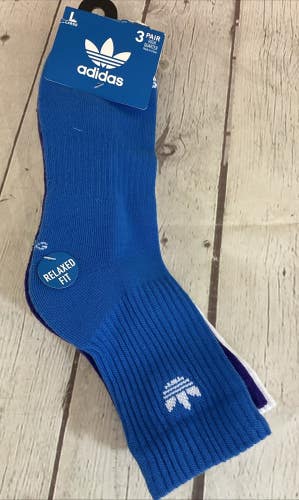 Adidas Originals High Quarter Athletic Socks Blue Purple White Large