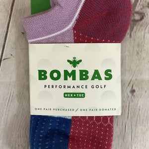 Bombas Hex-Tec Performance Ankle Golf Socks Red Blue Pink Medium 8-10.5