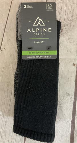Alpine Design Crew Cut Cushioned Arch Support Wool Work Socks Black LG 8-13