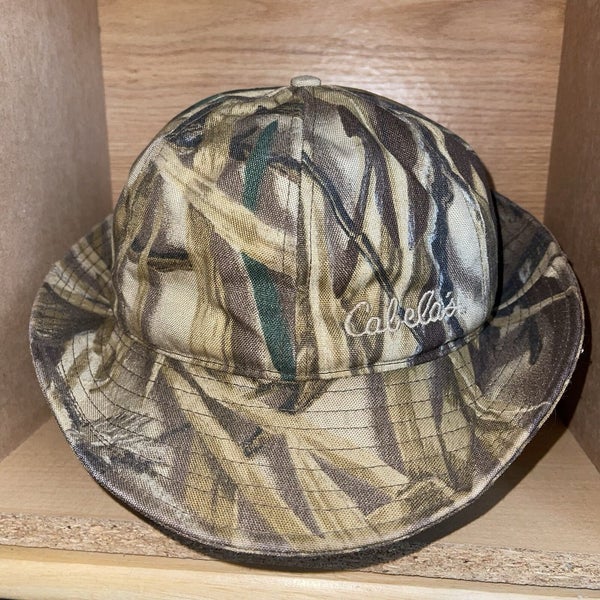 Vintage Cabela's Jones Hunting Bucket Hat Insulated Wetlands Camo Cap Size XXL