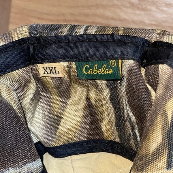 Vintage Cabela's Jones Hunting Bucket Hat Insulated Wetlands Camo Cap Size XXL