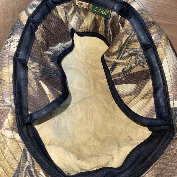 Vintage Cabela's Jones Hunting Bucket Hat Insulated Wetlands Camo Cap Size XXL
