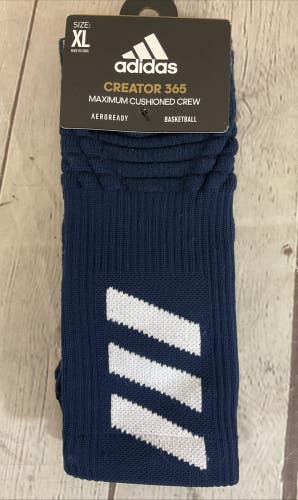Adidas Creator 365 Maximum Cushioned Crew Basketball Socks Navy XL
