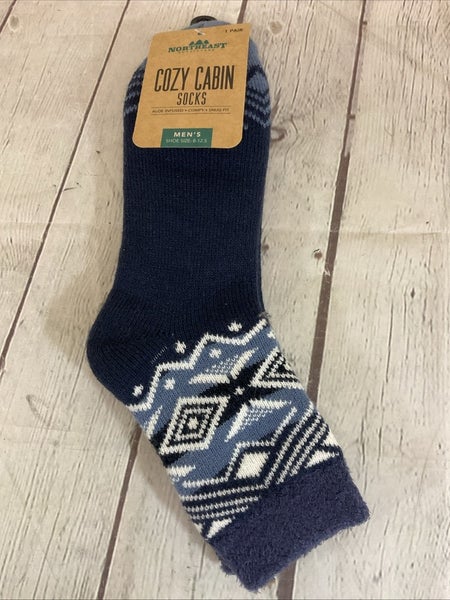 Northeast Outfitters Cozy Cabin Aloe Infused Crew Cut Socks Navy Blue Large