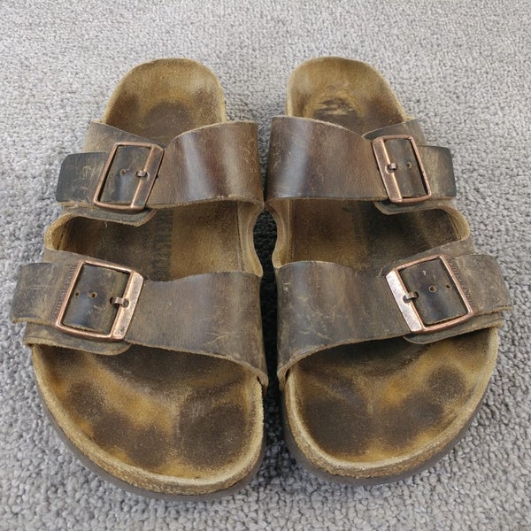 Birkenstock Arizona Habana Dark Brown Oiled Leather Sandals Mens Size 41 EU Shoe