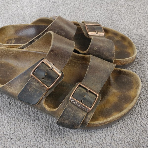 Birkenstock Arizona Habana Dark Brown Oiled Leather Sandals Mens Size 41 EU Shoe