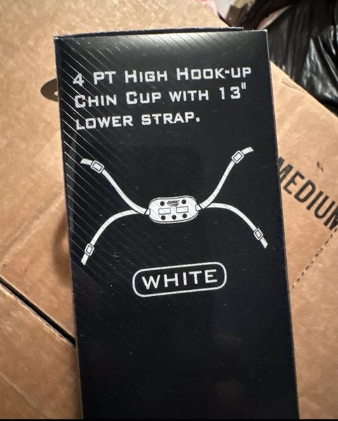 BIKE Authentic Football Hard Cup Chin Strap 4 Point High Hookup BACS50T White