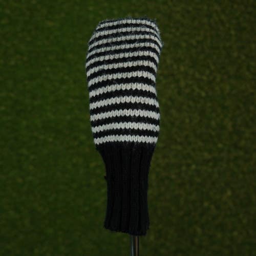 KNITTED SOCK HYBRID HEADCOVER BLACK / WHITE STRIPED ~ L@@K!!