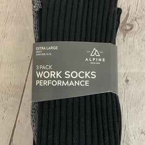 Alpine Design Cushioned Performance Work Socks Black Grey Extra Large 13-15