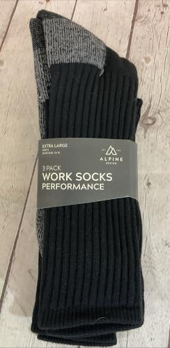 Alpine Design Cushioned Performance Work Socks Black Grey Extra Large 13-15