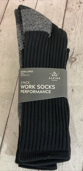 Alpine Design Cushioned Performance Work Socks Black Grey Extra Large 13-15