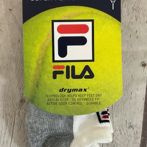 FILA Drimax Breathable Oder Control Ankle Tennis Socks White Grey Small