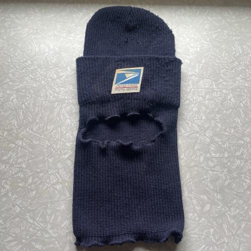 Vintage USPS Balaclava Beanie Face Mask Mail Carrier Blue Winter Snow Knit Hat