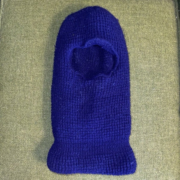 Vintage 70s 80s Extra Thick Ski Mask One Hole Balaclava Winter Knit Hat Ski Cap