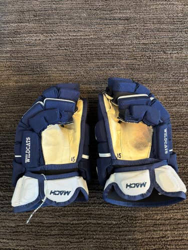 Blue Senior Bauer Supreme Mach Gloves 13" Pro Stock