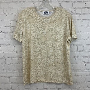 Hayley Adult Womens WS1215 Small Cream Tan Floral SS Golf Tshirt NWT