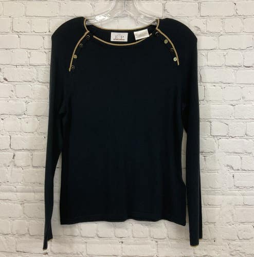 EP Pro Womens 4740CD Biltmore Size Small Black Tan Golf Pullover Sweater NWT