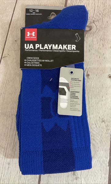 Under Armour Playmaker Cushioned Performance Crew Socks Royal Blue Large
