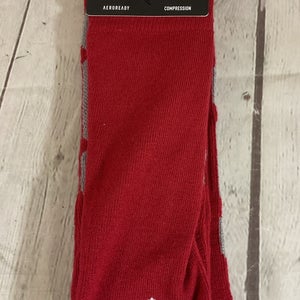 Adidas Aeroready Compression Over-the-Calf Baseball Socks Red Grey Large