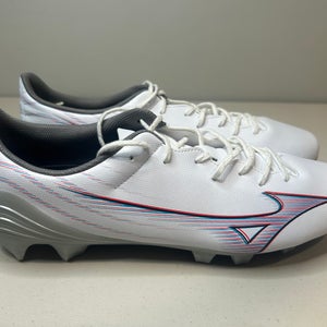 Size 10.5 Men’s Mizuno Alpha Select FG Firm Ground Soccer Cleats White/Ignition