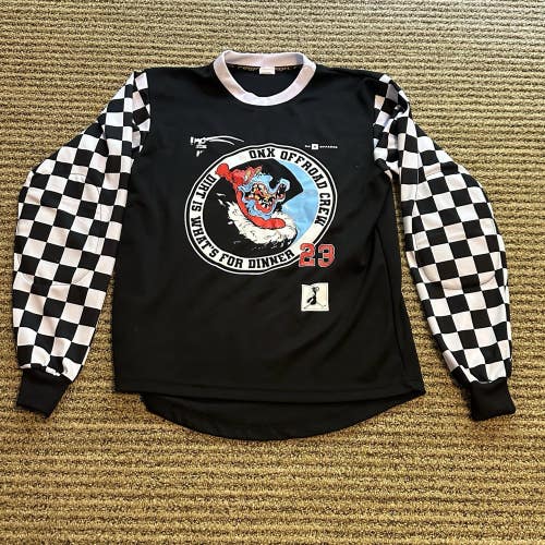 Reign VMX ONX Offroad Crew Padded Checkered Sleeve Crew Jersey Shirt Size S/M