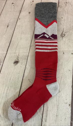 Columbia Thermolite Cushioned Over-the-Calf Mountain Ski Socks Red Grey Medium