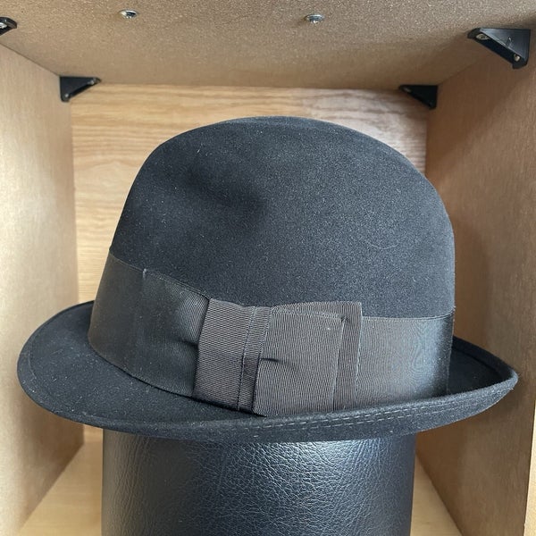 Vintage STETSON Royal Stetson 7 1/8 Black Fur Felted Fedora Hat