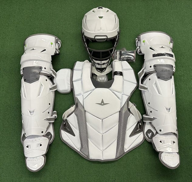 All Star MVP Pro Series Adult 16+ Baseball Catchers Gear Set CKCC-5 - White Grey