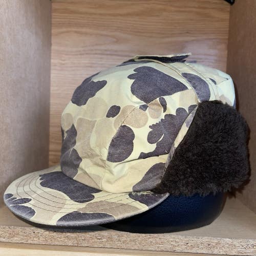 Vintage Goretex Duck Camo Hunting Trapper Hat Cap With Ear Flaps Size XL