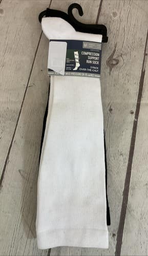 2 Pack Mild Compression Arch Support Over-the-Calf Run Sock Multicolor Medium