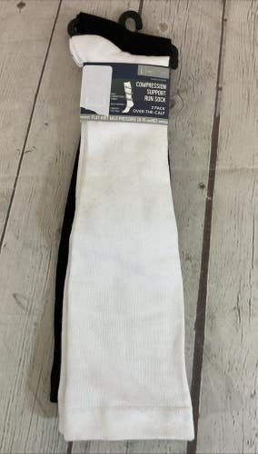 Mild Compression Arch Support Over-the-Calf Run Socks Multicolor Large 2 Pack