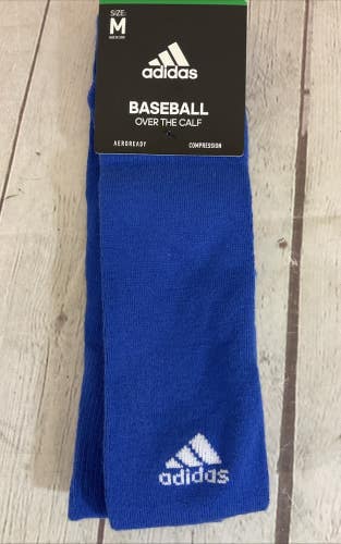 Adidas Compression Over the Calf Baseball Socks Royal Blue Light Onix Medium
