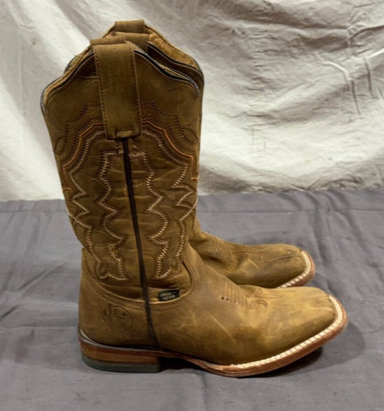 Original Reyme Women's Square Toe Brown Leather Cowboy Boots MDP 23.5 US 6.5