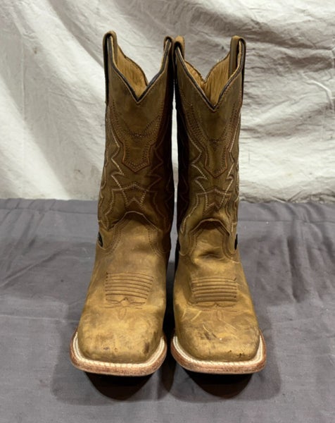 Original Reyme Women's Square Toe Brown Leather Cowboy Boots MDP 23.5 US 6.5