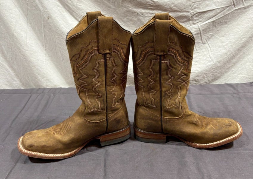 Original Reyme Women's Square Toe Brown Leather Cowboy Boots MDP 23.5 US 6.5