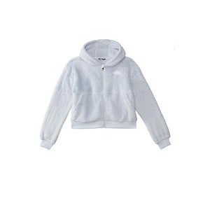 The North Face Suave Oso Jacket Kids Medium Gray Fleece Full Zip Hooded QLW137