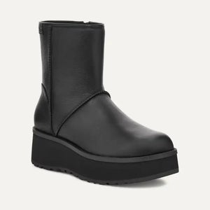 UGG Cityfunc Mid Women 8 Black Leather Waterproof Square Toe Platform Boots PQ28