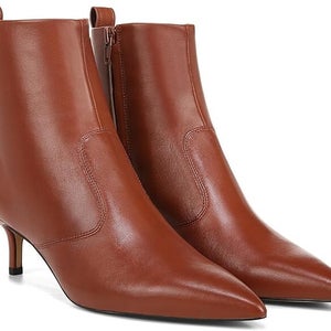 Franco Sarto Kura Boots Women's US 7.5 Tan Leather Pointed Toe Ankle Bootie PQ36