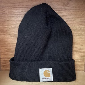 Carhartt Knit Ribbed Cuffed Beanie Hat Cap Black One Size A18 BLK