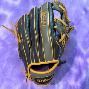 Black Wilson A550 Right Hand Throw Infield Baseball Glove 11" (Used)